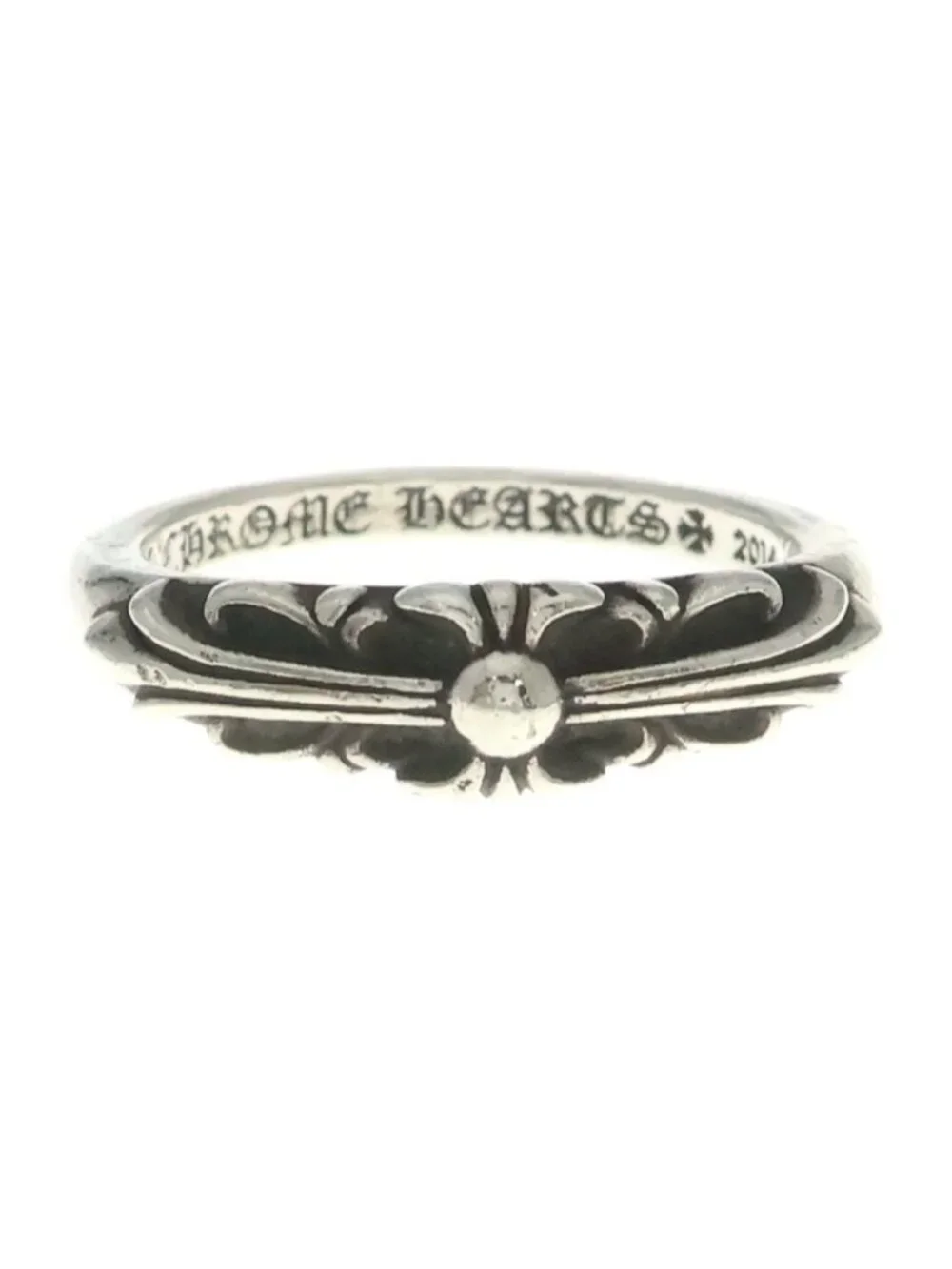 Chrome Hearts Baby Classic Floral Black Sling Silver Ring